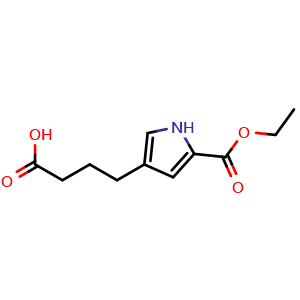 Chemical structure of 4-[5-(Ethoxycarbonyl)-3-pyrrolyl]butanoic acid , CAS 119647-72-2, AChemBlock U140395
