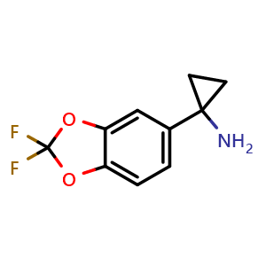 Chemical structure of 1-(2,2-Difluoro-1,3-benzodioxol-5-yl)cyclopropanamine , CAS 1196157-40-0, AChemBlock U140396