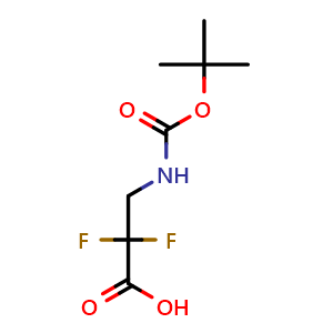 Chemical structure of N-Boc-3-amino-2,2-difluoropropionic acid , CAS 1196145-07-9, AChemBlock U140403