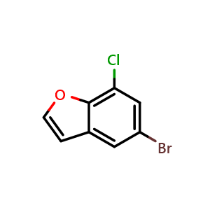 Chemical structure of 5-Bromo-7-chlorobenzofuran , CAS 1194375-29-5, AChemBlock U140410
