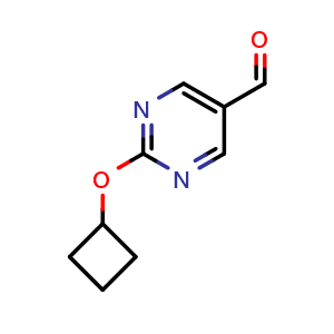 Chemical structure of 2-Cyclobutoxypyrimidine-5-carbaldehyde , CAS 1192569-95-1, AChemBlock U140415