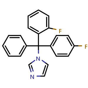 Chemical structure of 1-[(2-Fluorophenyl)(4-fluorophenyl)(phenyl)methyl]imidazole , CAS 119006-77-8, AChemBlock U140426