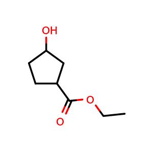 Chemical structure of Ethyl 3-Hydroxycyclopentanecarboxylate , CAS 1187933-07-8, AChemBlock U140430
