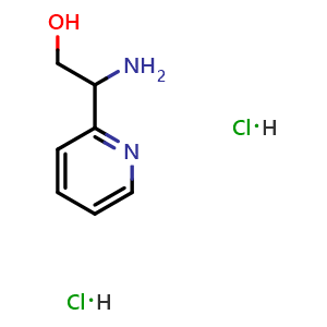 Chemical structure of 2-Amino-2-(2-pyridyl)ethanol dihydrochloride , CAS 1187930-63-7, AChemBlock U140434
