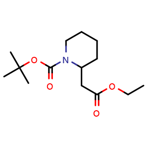Chemical structure of Ethyl N-Boc-2-piperidineacetate , CAS 118667-62-2, AChemBlock U140446