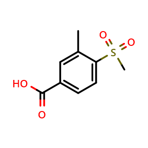 Chemical structure of 3-Methyl-4-(methylsulfonyl)benzoic acid , CAS 1186663-65-9, AChemBlock U140448