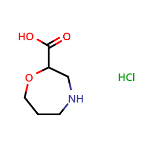 Chemical structure of 2-Homomorpholinecarboxylic acid hydrochloride , CAS 1186663-62-6, AChemBlock U140449
