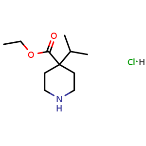 Chemical structure of Ethyl 4-Isopropyl-4-piperidinecarboxylate hydrochloride , CAS 1186663-19-3, AChemBlock U140459