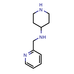 Chemical structure of N-(2-Pyridylmethyl)piperidin-4-amine , CAS 1184521-60-5, AChemBlock U140475
