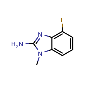 Chemical structure of 2-Amino-4-fluoro-1-methylbenzimidazole , CAS 1183473-03-1, AChemBlock U140479