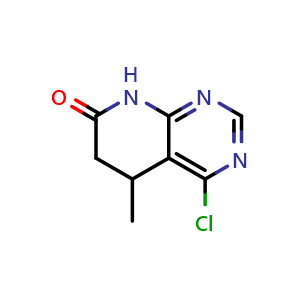 Chemical structure of 4-Chloro-5-methyl-5,6-dihydropyrido[2,3-d]pyrimidin-7(8H)-one , CAS 1177447-31-2, AChemBlock U140496