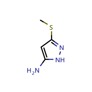 Chemical structure of 5-Amino-3-(methylthio)-1H-pyrazole , CAS 117736-74-0, AChemBlock U140497
