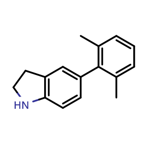 Chemical structure of 5-(2,6-Dimethylphenyl)indoline , CAS 1176740-73-0, AChemBlock U140498