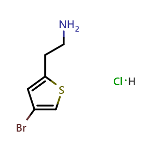 Chemical structure of 4-Bromothiophene-2-ethanamine hydrochloride , CAS 1172469-40-7, AChemBlock U140511