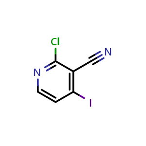 Chemical structure of 2-chloro-4-iodopyridine-3-carbonitrile , CAS 1171919-75-7, AChemBlock U140515