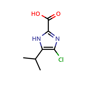 Chemical structure of 4-Chloro-5-isopropylimidazole-2-carboxylic acid , CAS 1171125-32-8, AChemBlock U140518