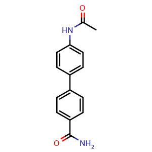 Chemical structure of 4'-Acetamidobiphenyl-4-carboxamide , CAS 1170732-16-7, AChemBlock U140521