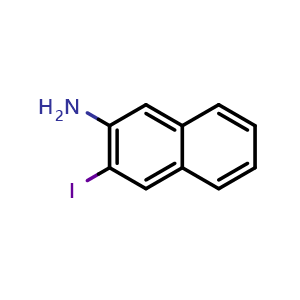 Chemical structure of 2-Amino-3-iodonaphthalene , CAS 116632-14-5, AChemBlock U140534
