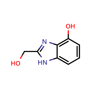 Chemical structure of 4-Hydroxy-2-(hydroxymethyl)benzimidazole , CAS 116345-47-2, AChemBlock U140543