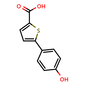 Chemical structure of 5-(4-Hydroxyphenyl)thiophene-2-carboxylic acid , CAS 116016-57-0, AChemBlock U140553