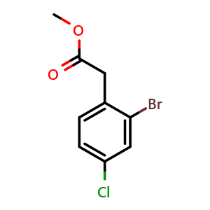 Chemical structure of Methyl 2-(2-Bromo-4-chlorophenyl)acetate , CAS 115871-49-3, AChemBlock U140560