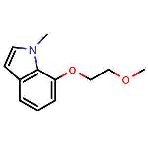 Chemical structure of 7-(2-methoxyethoxy)-1-methyl-indole , CAS 1158210-35-5, AChemBlock U140567