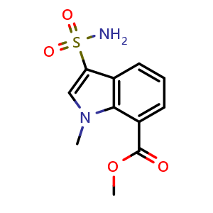 Chemical structure of methyl 1-methyl-3-sulfamoyl-indole-7-carboxylate , CAS 1158209-69-8, AChemBlock U140576