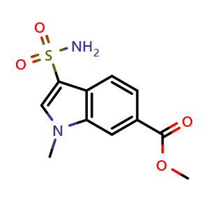 Chemical structure of methyl 1-methyl-3-sulfamoyl-indole-6-carboxylate , CAS 1158209-44-9, AChemBlock U140588