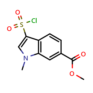 Chemical structure of methyl 3-chlorosulfonyl-1-methyl-indole-6-carboxylate , CAS 1158209-39-2, AChemBlock U140589