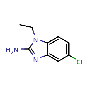 Chemical structure of 2-Amino-5-chloro-1-ethyl-1H-benzimidazole , CAS 1156753-55-7, AChemBlock U140598