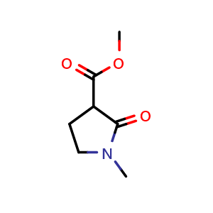 Chemical structure of Methyl 1-Methyl-2-oxopyrrolidine-3-carboxylate , CAS 114724-98-0, AChemBlock U140617