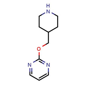 Chemical structure of 2-(4-Piperidylmethoxy)pyrimidine , CAS 1147181-71-2, AChemBlock U140619