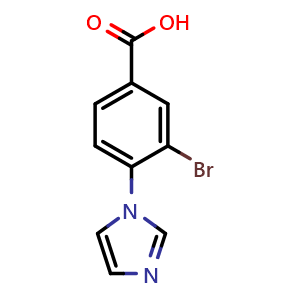Chemical structure of 3-Bromo-4-(1-imidazolyl)benzoic acid , CAS 1141669-53-5, AChemBlock U140639