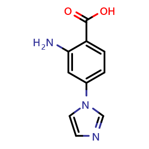 Chemical structure of 2-Amino-4-(1-imidazolyl)benzoic acid , CAS 1141669-47-7, AChemBlock U140640