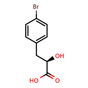 Chemical structure of (R)-3-(4-Bromophenyl)-2-hydroxypropionic acid , CAS 1141478-88-7, AChemBlock U140643