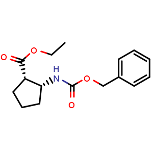 Chemical structure of Ethyl (1S,2R)-2-(Cbz-amino)cyclopentanecarboxylate , CAS 1140972-32-2, AChemBlock U140645