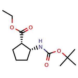 Chemical structure of Ethyl (1S,2R)-2-(Boc-amino)cyclopentanecarboxylate , CAS 1140972-31-1, AChemBlock U140646