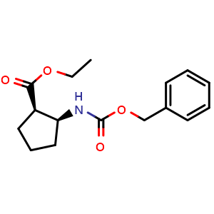 Chemical structure of Ethyl (1R,2S)-2-(Cbz-amino)cyclopentanecarboxylate , CAS 1140972-27-5, AChemBlock U140648