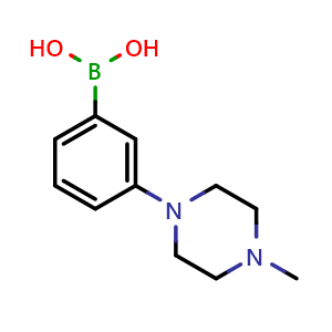 Chemical structure of 3-(4-Methyl-1-piperazinyl)phenylboronic acid , CAS 1139717-76-2, AChemBlock U140649