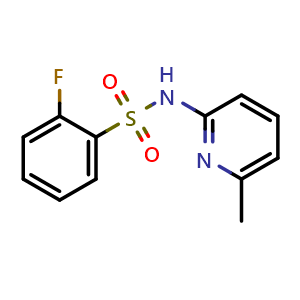 Chemical structure of 2-Fluoro-N-(6-methyl-2-pyridyl)benzenesulfonamide , CAS 1136813-84-7, AChemBlock U140660