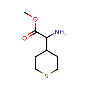 Chemical structure of Methyl 2-Amino-2-(4-tetrahydrothiopyranyl)acetate , CAS 1134603-63-6, AChemBlock U140664