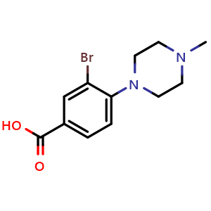 Chemical structure of 3-Bromo-4-(4-methyl-1-piperazinyl)benzoic acid , CAS 1131622-55-3, AChemBlock U140671