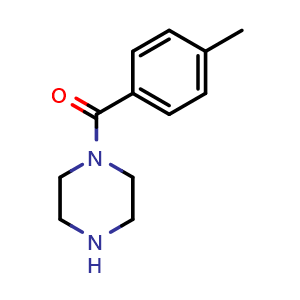 Chemical structure of 1-(4-Methylbenzoyl)piperazine , CAS 111752-26-2, AChemBlock U140695