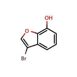 Chemical structure of 3-Bromobenzofuran-7-ol , CAS 111454-63-8, AChemBlock U140696