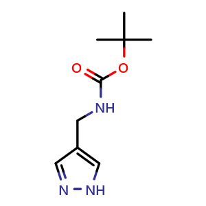 Chemical structure of 4-(Boc-aminomethyl)pyrazole , CAS 1107620-72-3, AChemBlock U140705