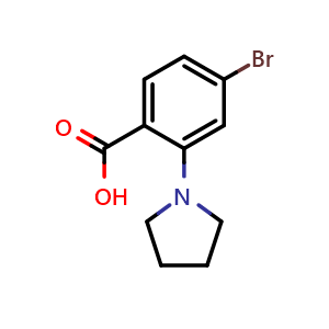 Chemical structure of 4-Bromo-2-pyrrolidinobenzoic Acid , CAS 1099609-12-7, AChemBlock U140721