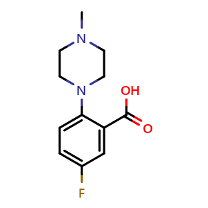 Chemical structure of 5-Fluoro-2-(4-methyl-1-piperazinyl)benzoic acid , CAS 1096829-46-7, AChemBlock U140728