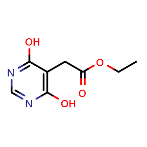 Chemical structure of Ethyl 2-(4,6-Dihydroxy-5-pyrimidyl)acetate , CAS 1095822-20-0, AChemBlock U140730