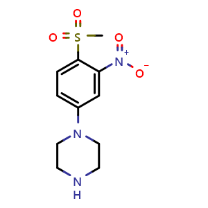 Chemical structure of N-(4-Methylsulphonyl-3-nitrophenyl)piperazine , CAS 1095010-43-7, AChemBlock U140733