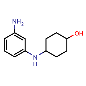 Chemical structure of 4-[(3-Aminophenyl)amino]cyclohexanol , CAS 1094352-55-2, AChemBlock U140737